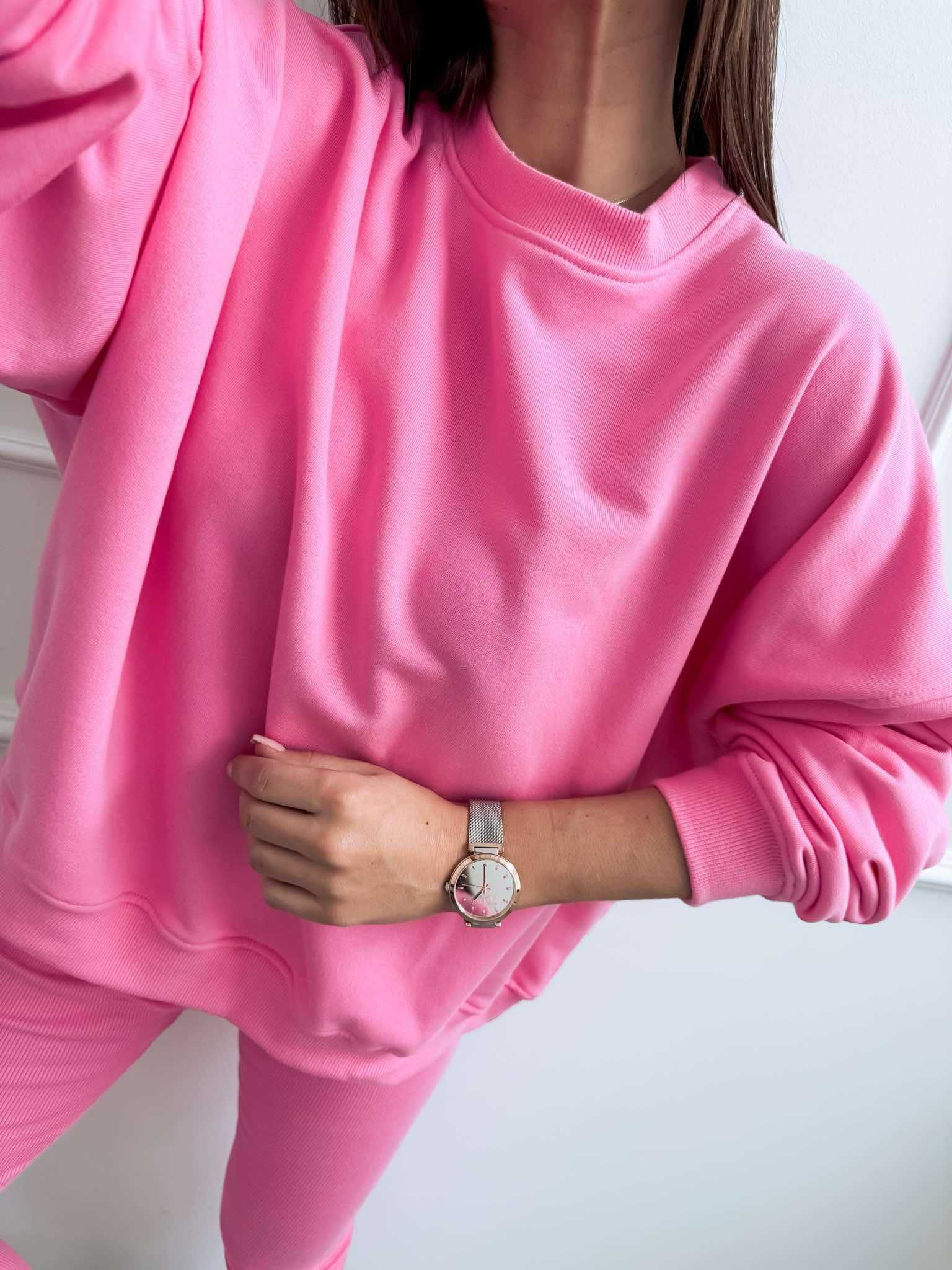 Bawełniana bluza LENOSHKA damska oversize barbie - Polska produkcja
