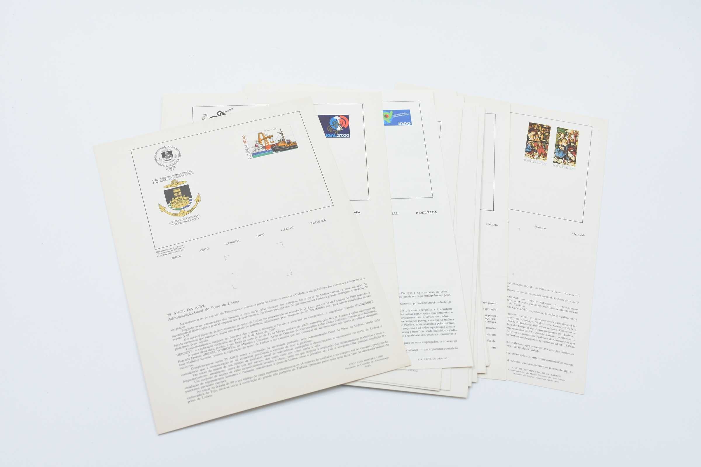 Coleção 23 sobrescritos FDC, selos e pagelas emitidos pelos CTT - 1983