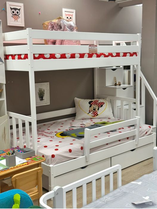 Ліжко двоярусне  кровать двухъярусная з натурального дерева