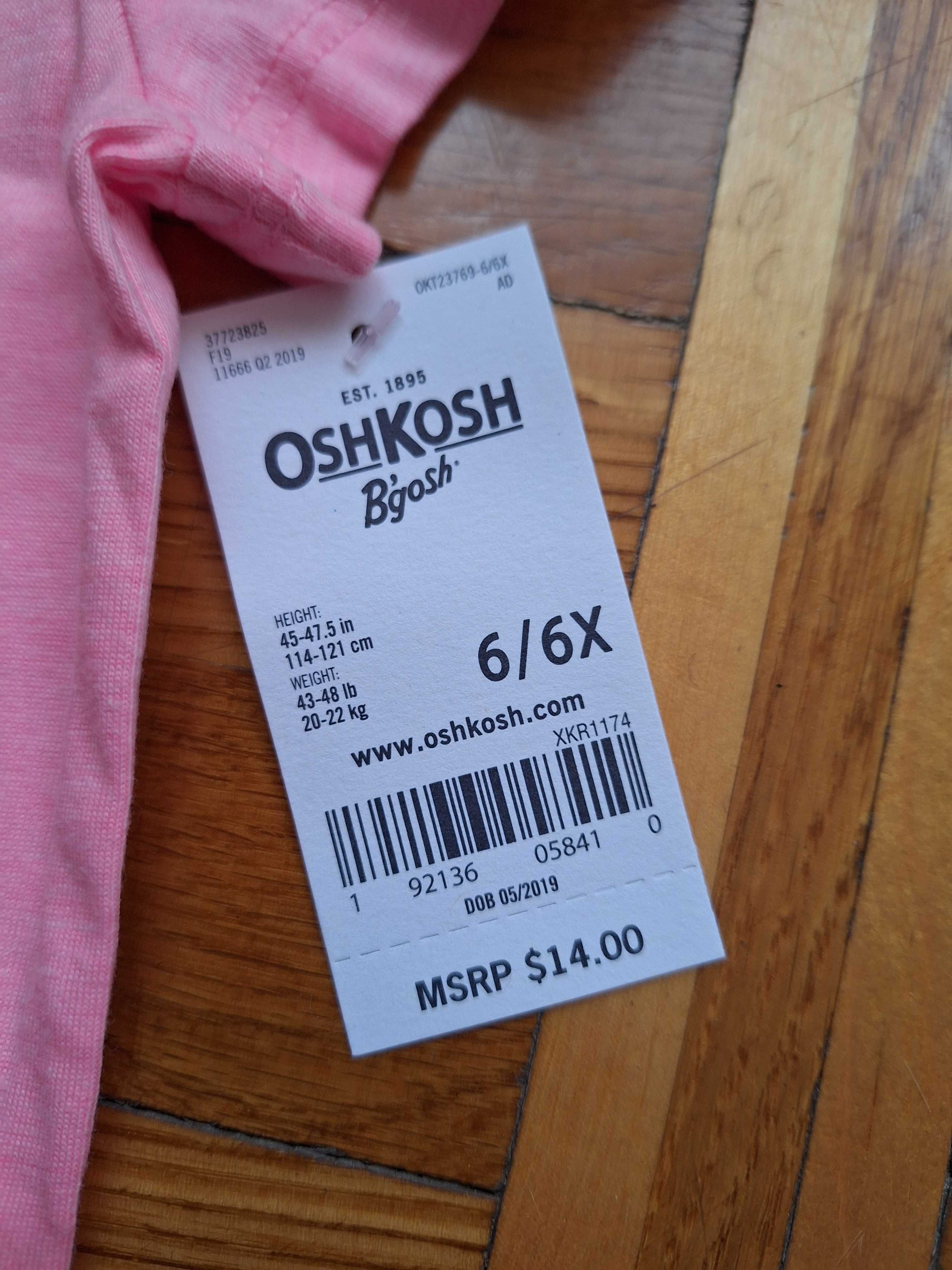 Новая футболка для девочки Osh Kosh, Carters, р. 6-6Х