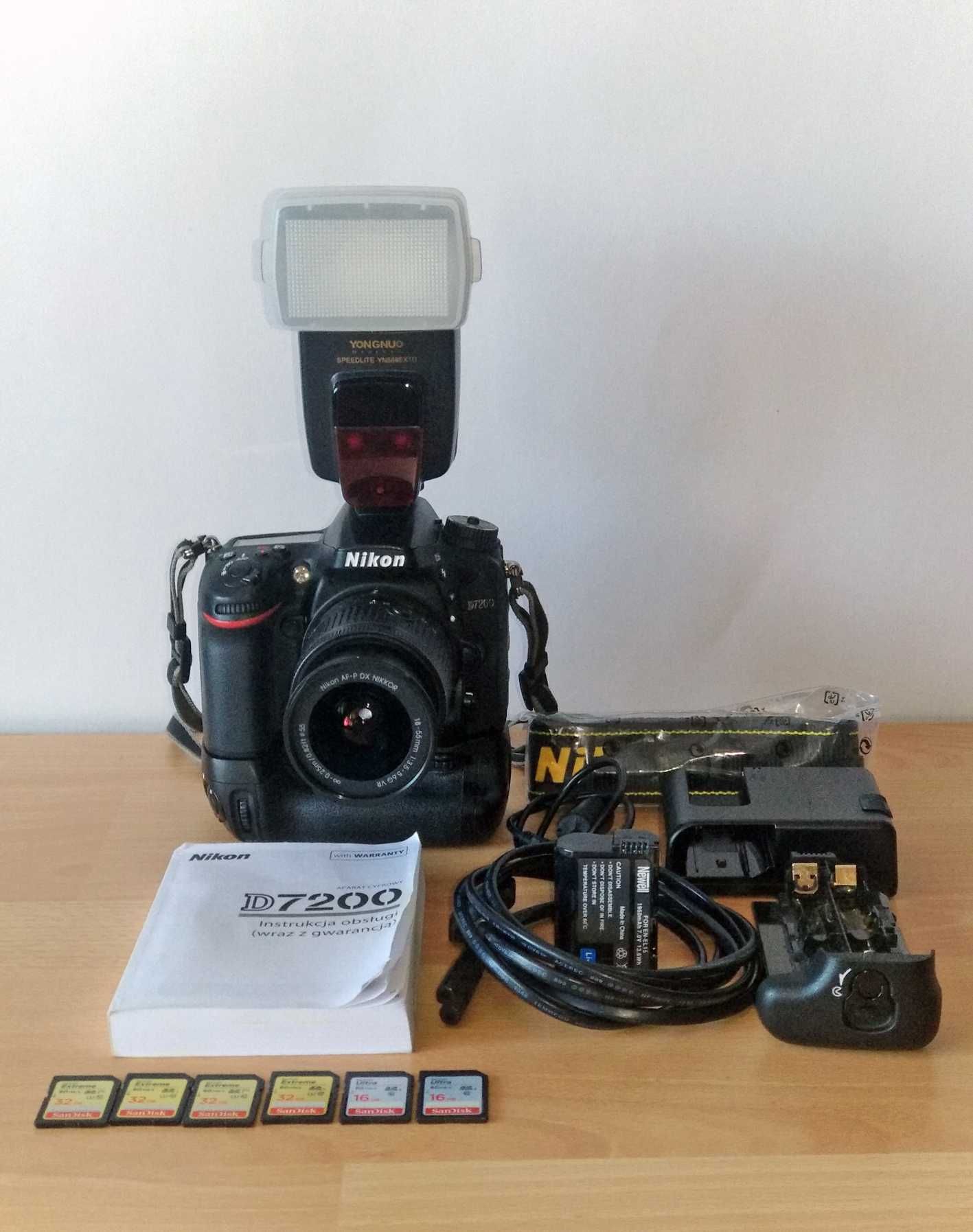 Nikon D 7200 z osprzętem.