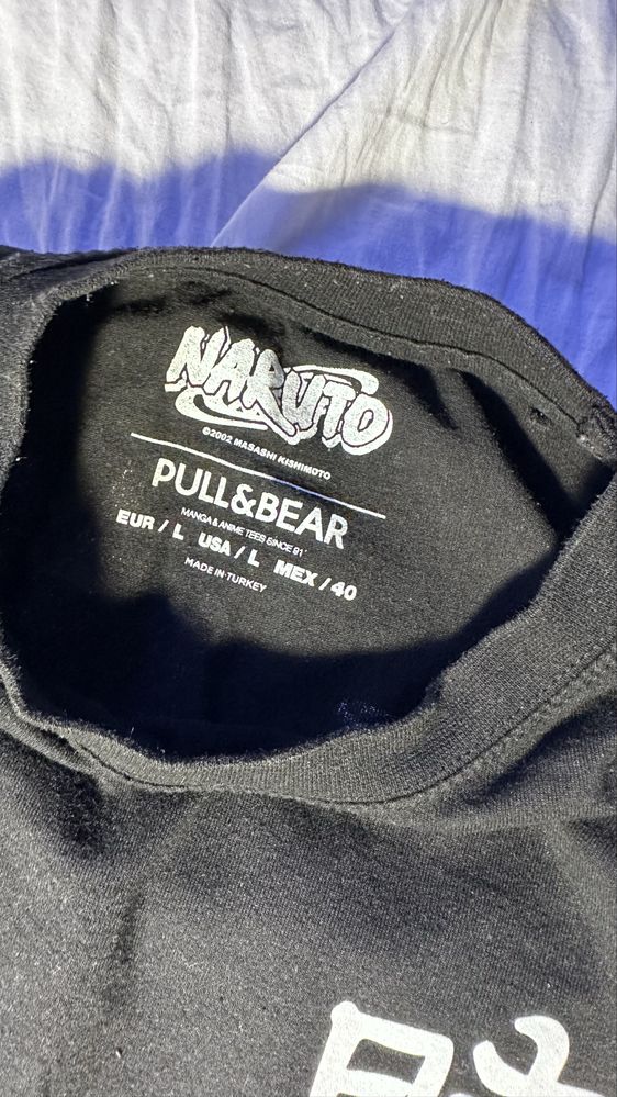 Tshirt preta estampada da pull&bear
