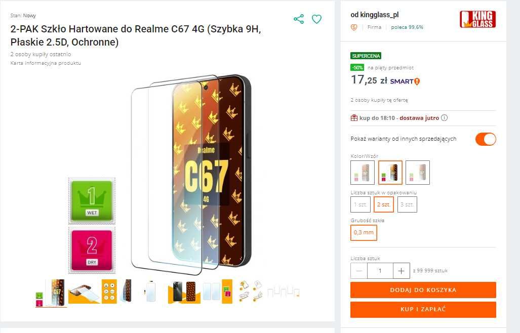 Etui żelowe + 2 szkła hartowane do Samsung Realme C67