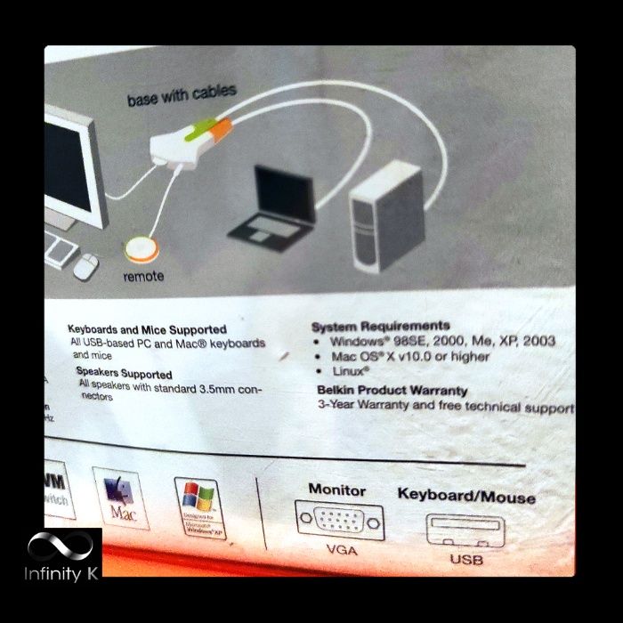 Belkin Flip Series 2 Port USB/VGA KVM Switch c/ suporte de áudio