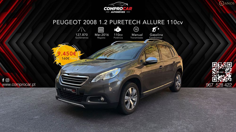 Peugeot 2008 1.2 PureTech Allure 110cv - Teto Panorâmico