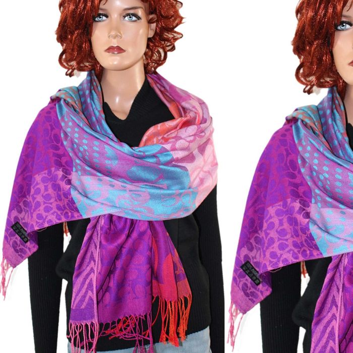 sm3 stylowy szal chusta Kolorowy Paszmina 67x180