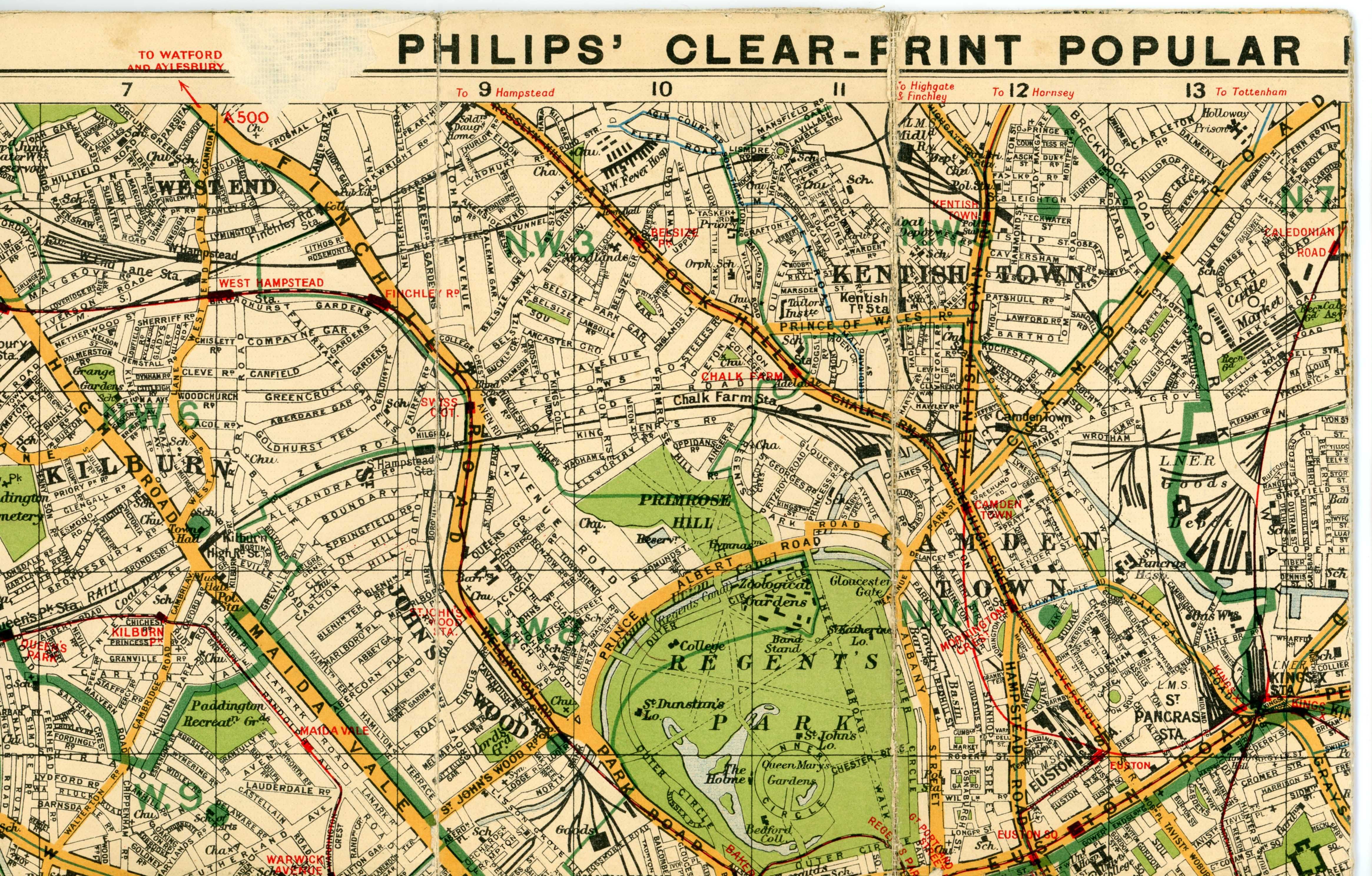 Mapa - plan Londynu z 1930 roku autorstwa George Philip and Sons.