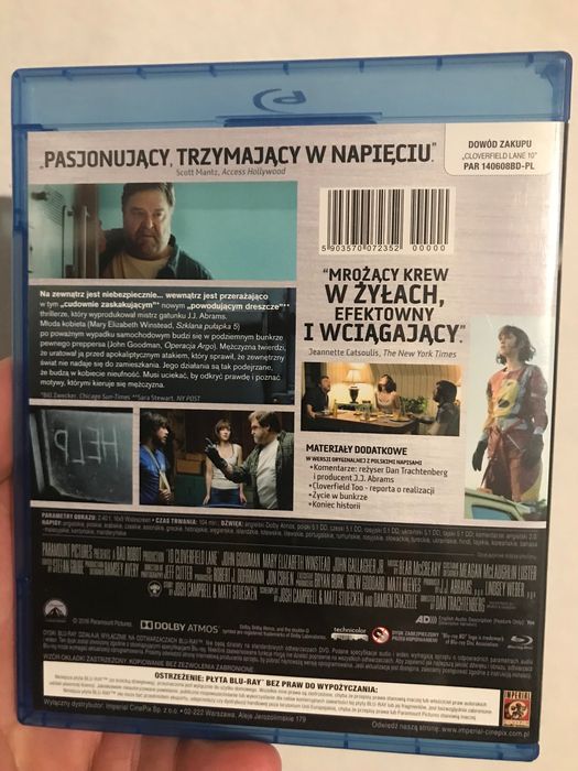 „Cloverfield Lane 10” blu ray stan idealny Polskie  wydanie