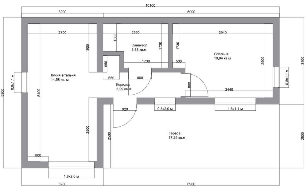 Модульний будинок для постійного проживання 42 м2