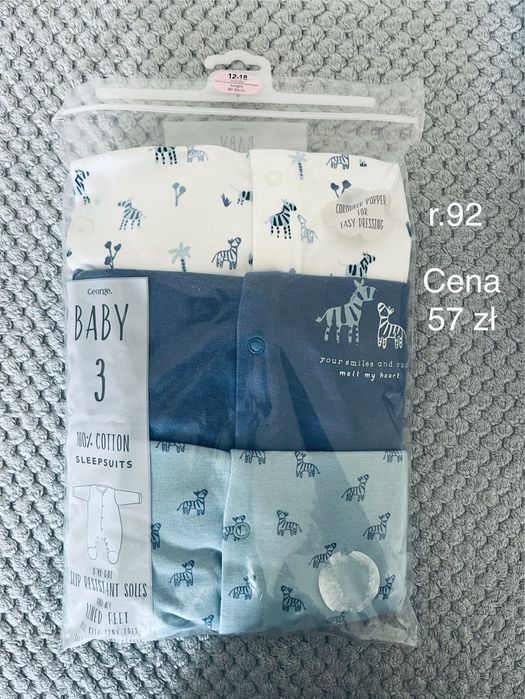 Pajacyki dla chłopca 3-pak, rozm 92 George