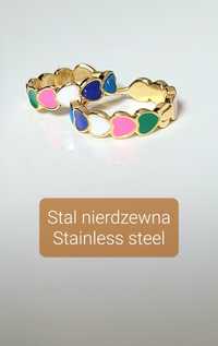 Kolorowe serca kolczyki ze stali nierdzewnej chirurgicznej stainless