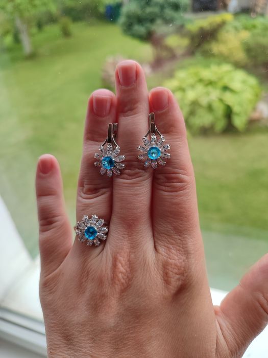 Срібний набір  925 проба із позолотою