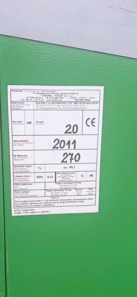 Kocioł CO na ekogroszek,drewno,pellet 20kw TERM-TECH