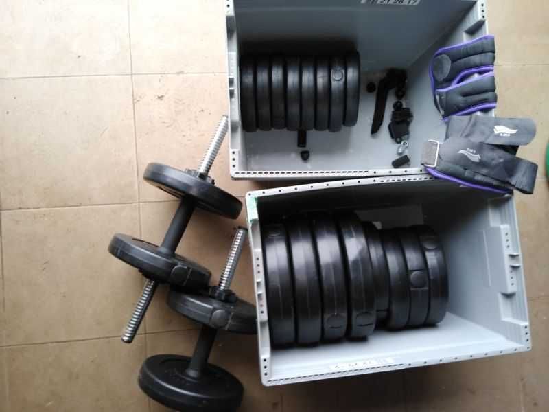 Ławka treningowa MARBO-SPORT+ prasa do ćwiczenia nóg+hantle komplet