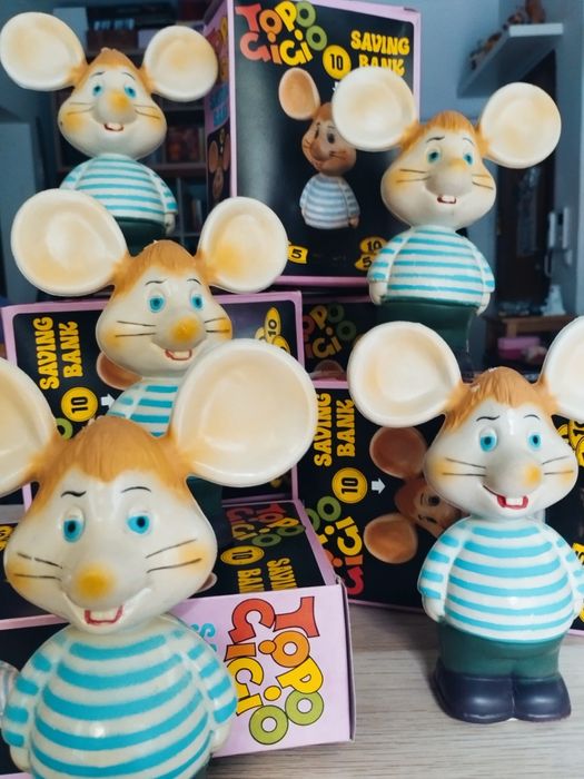 Lote 5 Figuras Vintage Topo Gigio Cofrinho Anos 80 – Caixa Original –