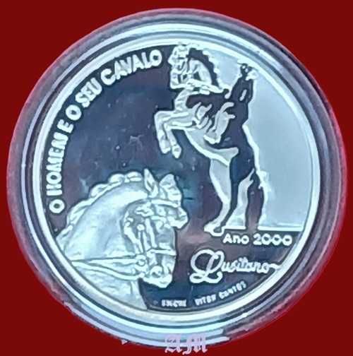 Portugal  1000$ (Escudos) O Homem e Seu Cavalo Prata Proof