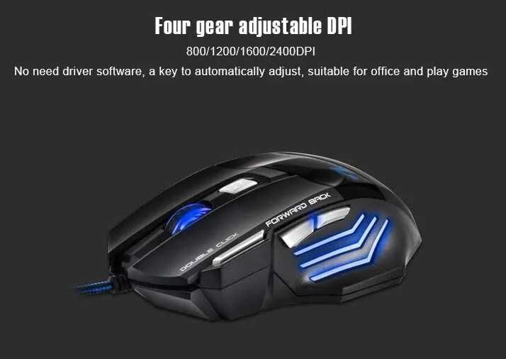 Mysz gamingowa do gier IMICE X7 2400 DPI 7-klawiszowa przewodowa LED