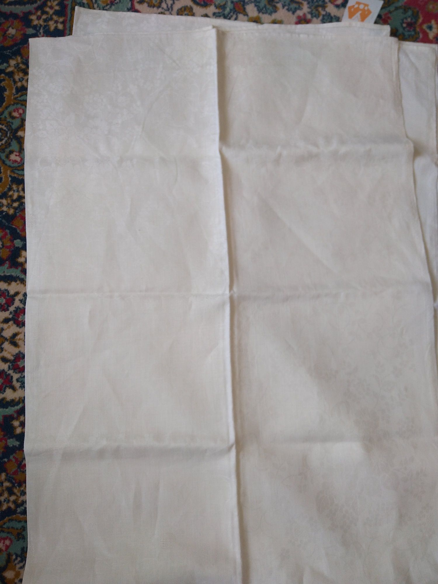 Скатертина біла лляна з серветкової тканини виробництва СРСР