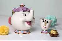Дитячий сервіз з мультфільму набір Красуня і Чудовисько чайник і чашка