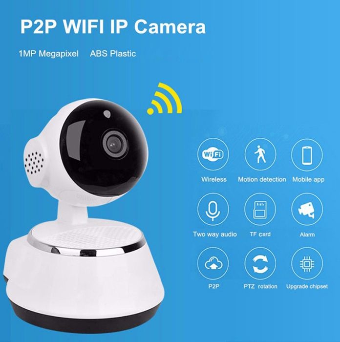 Camera Vigilância Wireless 720P APP p/ Android IOS Visao Noturna 360º