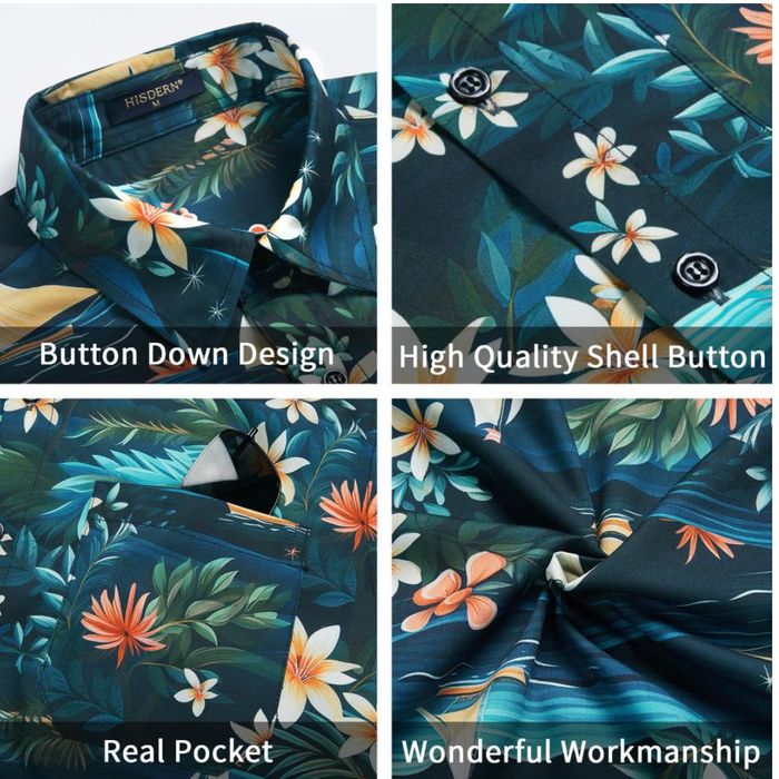 Męska koszula hawajska z krótkim rękawem,wzór żaglówki, rozm.S HISDERN