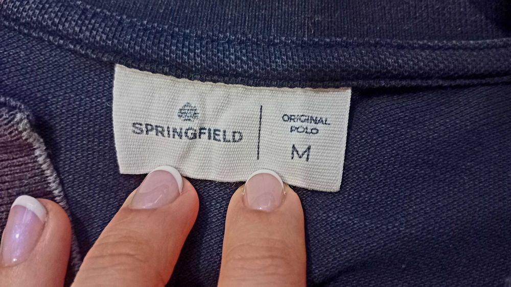 Polo Springfield 100% algodão azul marinho