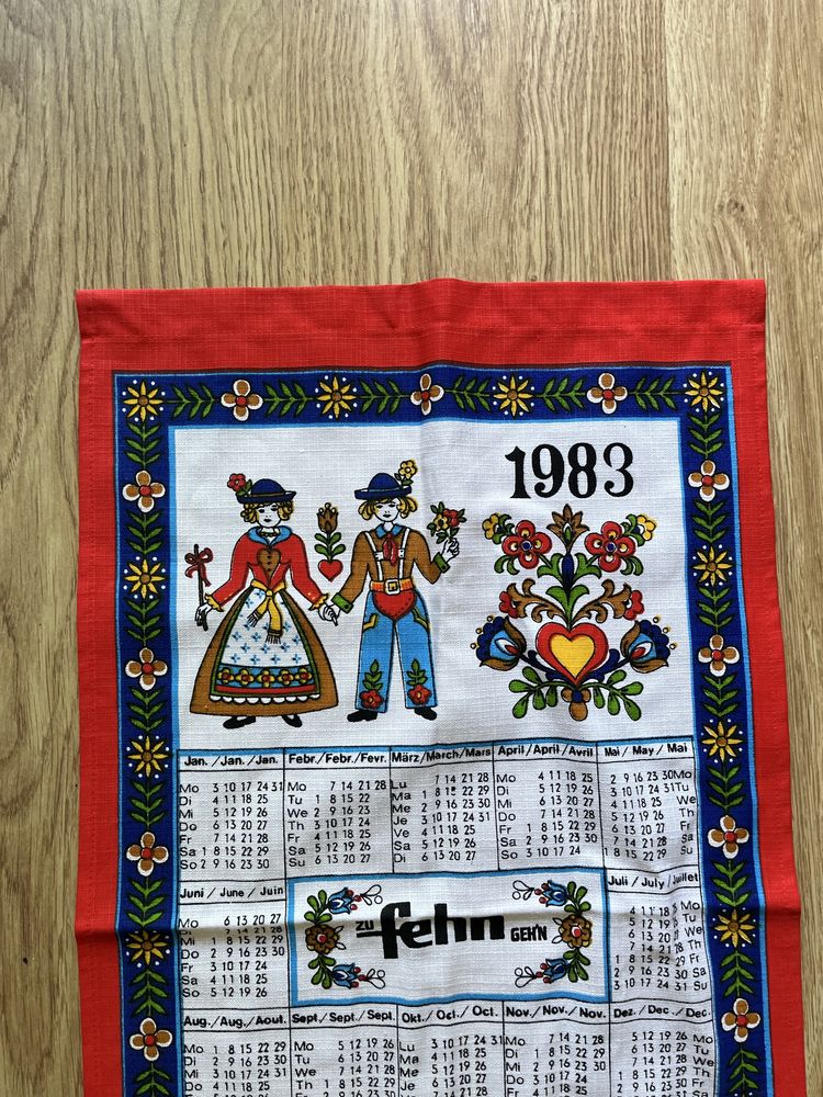 Vintage kalendarz kolekcjonerski 1983 ścierka ściereczka retro