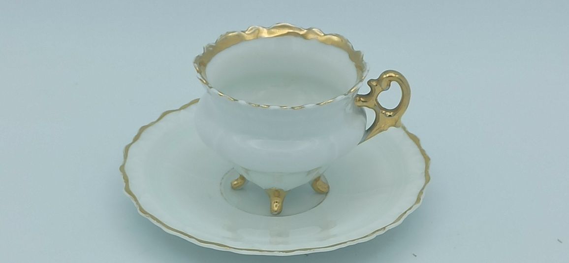 Porcelana Śląska OHME Szczawienko DUO Mokka  Złocenia UNIKAT