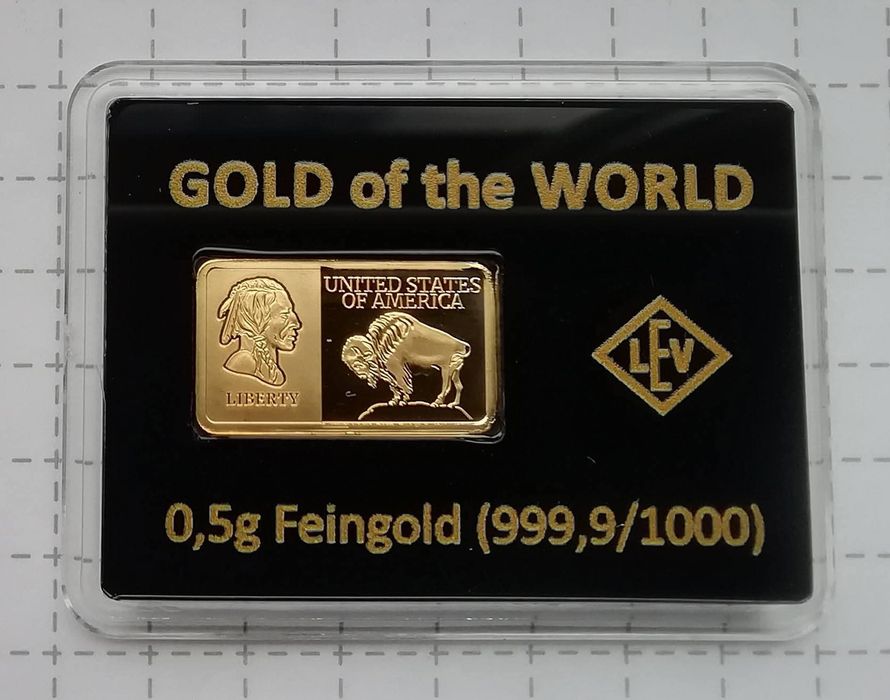 Золото Світу 2018 рік. США. ЗОЛОТО. ПРУФ. 999,9 проба - 0,5 грам.