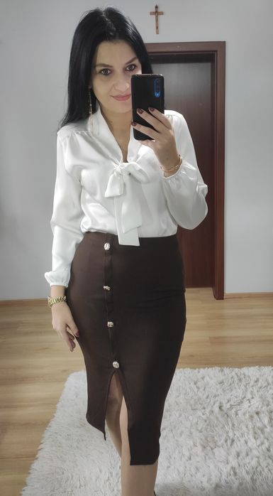 Spódnica MIDI prążek czekoladowa