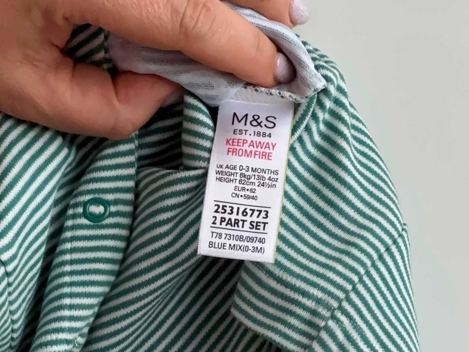 Комплект человечек и боди  на 62 см. M&S. Марк и Спенсер