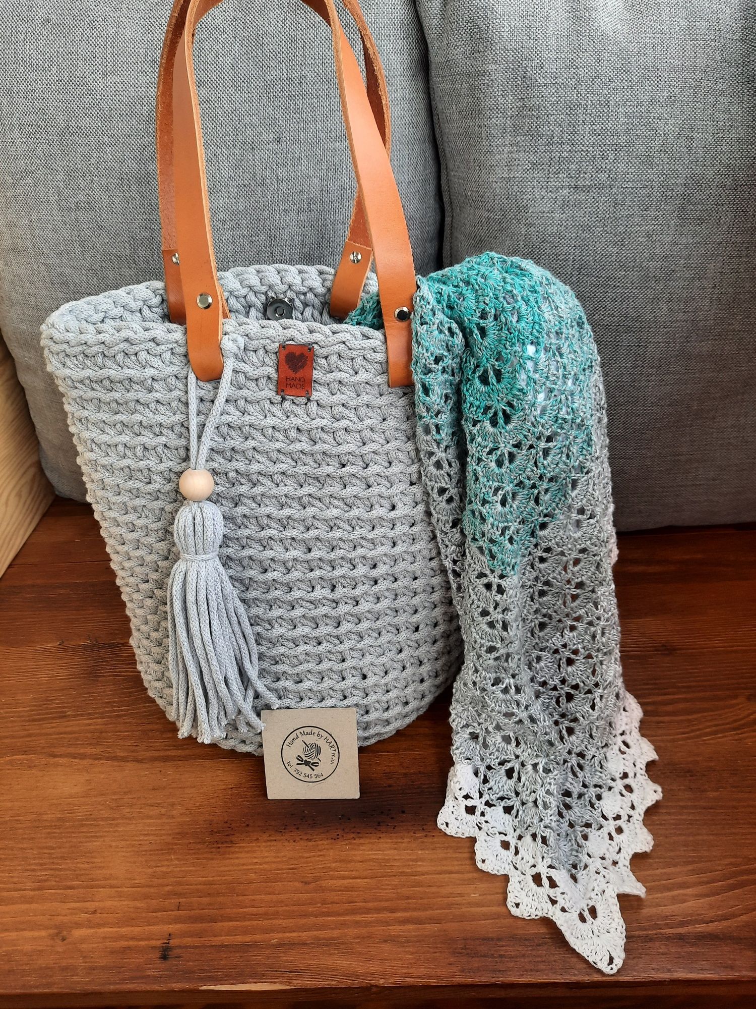 Chusta ombre bawełna-akryl rękodzieło handmade