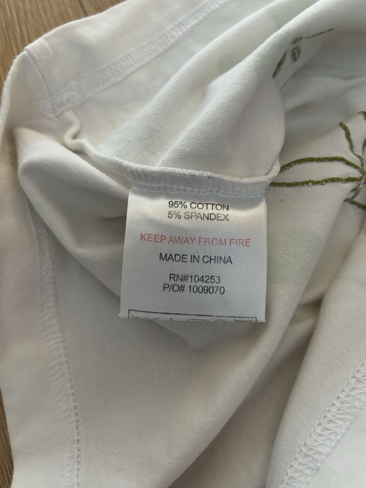 T-shirt damski, biały z dodatkami zielonymi, M,Horseware,krótki rękaw