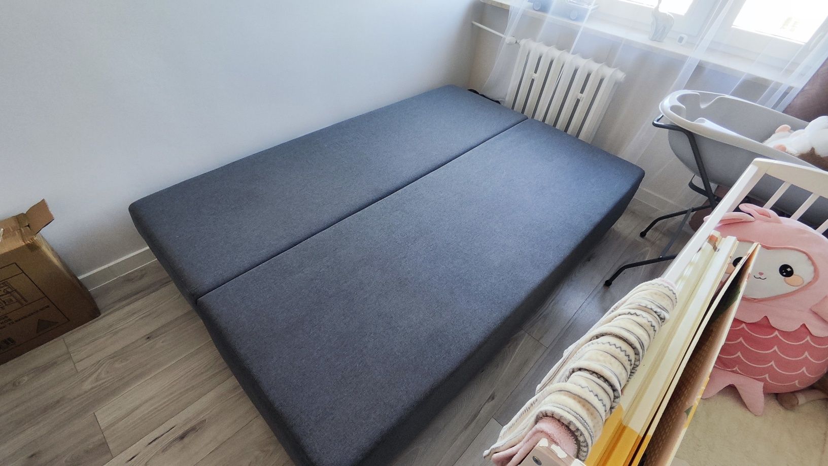 Sofa rozkładana 3-osobowa, jasnoszara z funkcją spania