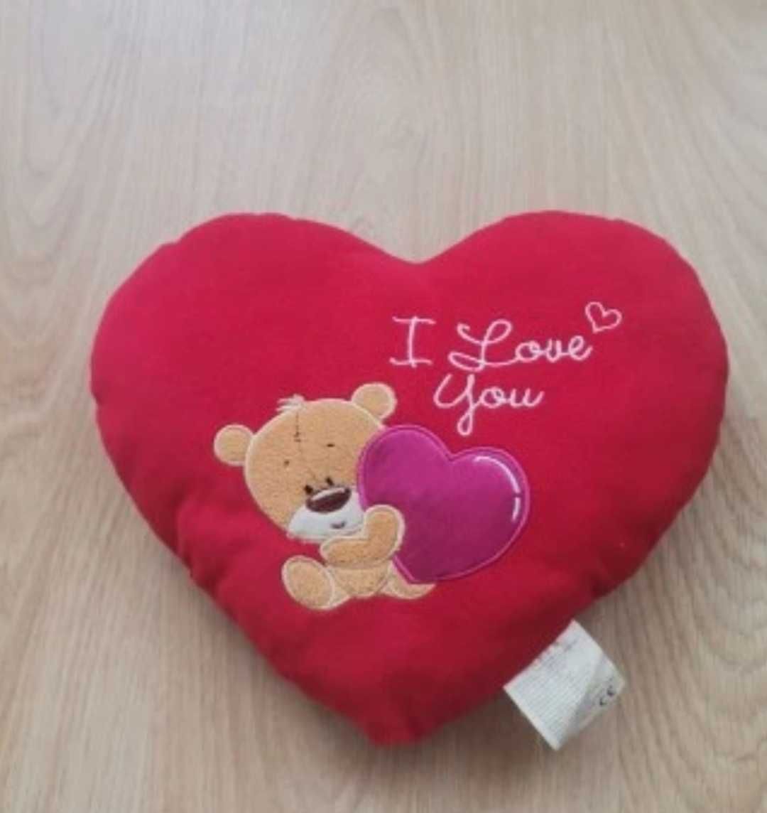 Poduszeczka serduszko z misiem I love you