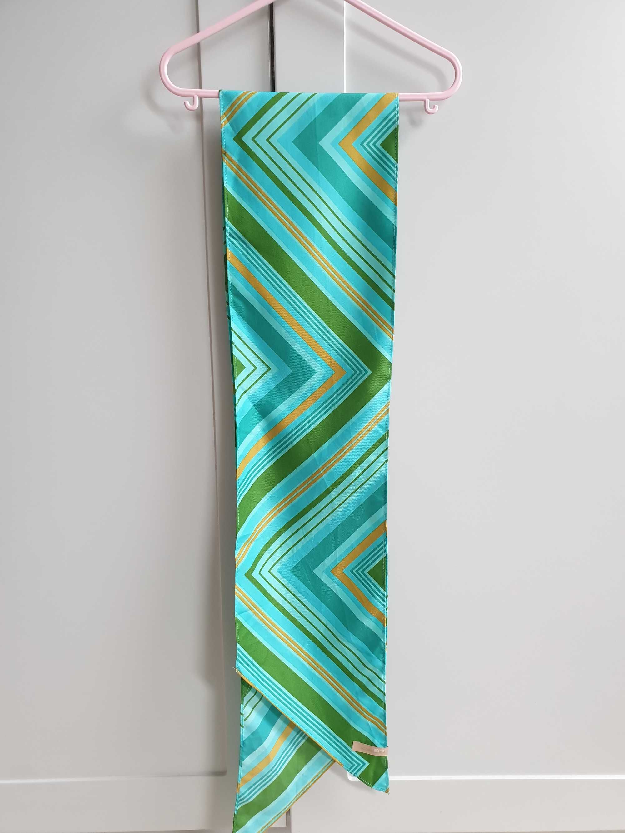 Turkusowy szalik apaszka Esprit kokarda 156 cm