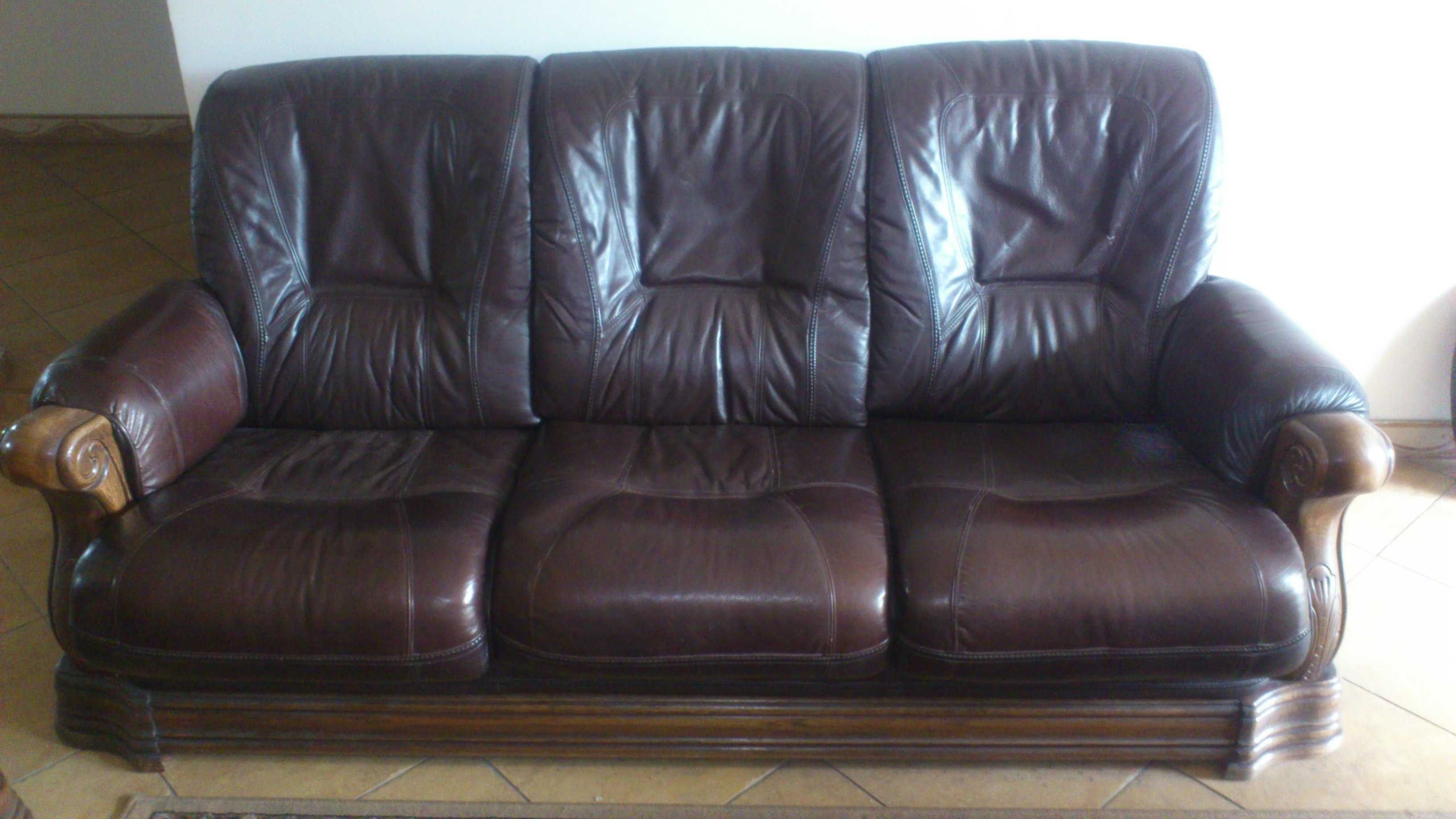 kanapa sofa fotele fotel skóra dąb rzezbione