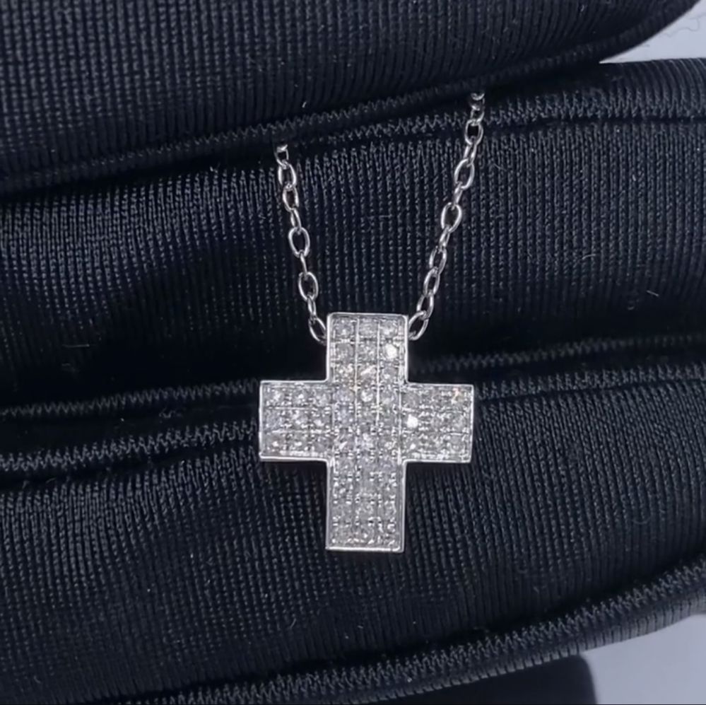 Крестик с бриллиантами 0.25ct крест золото 585