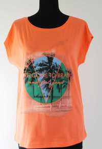 T-shirt pomarańczowa z nadrukiem 100% Bawełna R 36/38