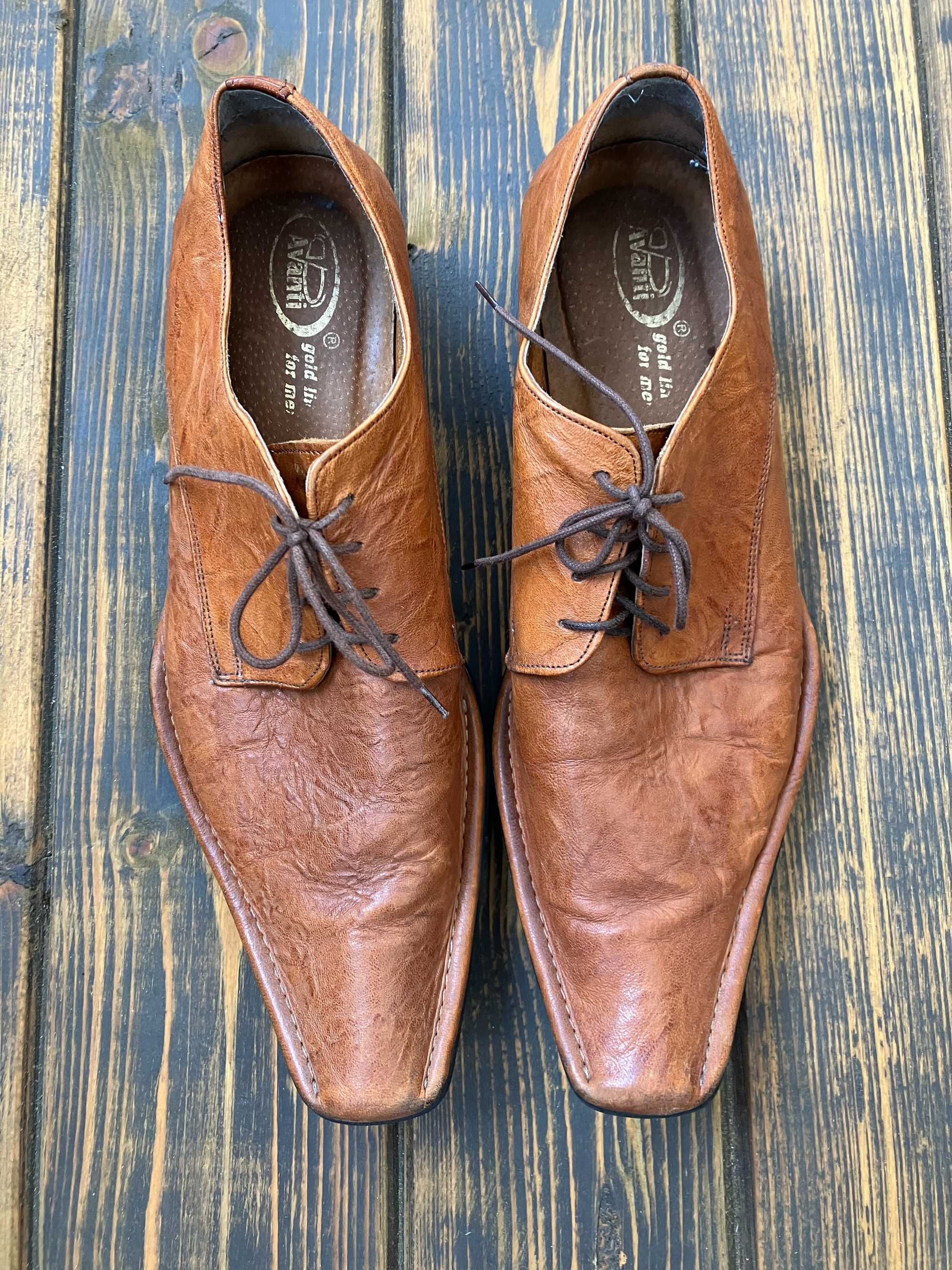 Kultowe klasyczne buty eleganckie wizytowe brązowe marki Avanti (nr42)