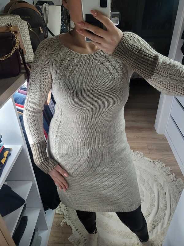 Zimowa sukienka brązowa M Produkcja polska