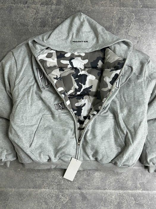Project GR бомбер двостороння куртка камо зіпка курточка сіра худі