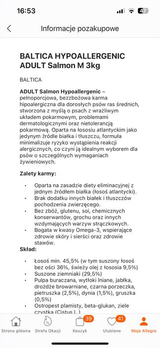 Karma Baltica łosoś 3kg
