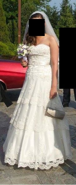 Suknia ślubna ANNAIS MIRIAM KORONKA ivory litera A wysoka