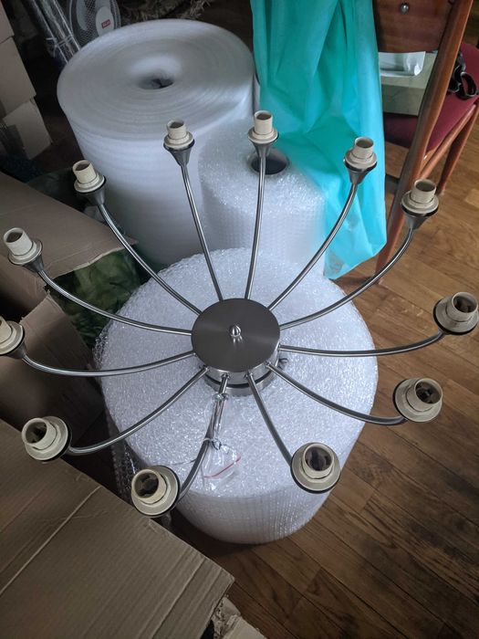 lampa, żyrandol wiszący sufitowy, stal nierdzewna