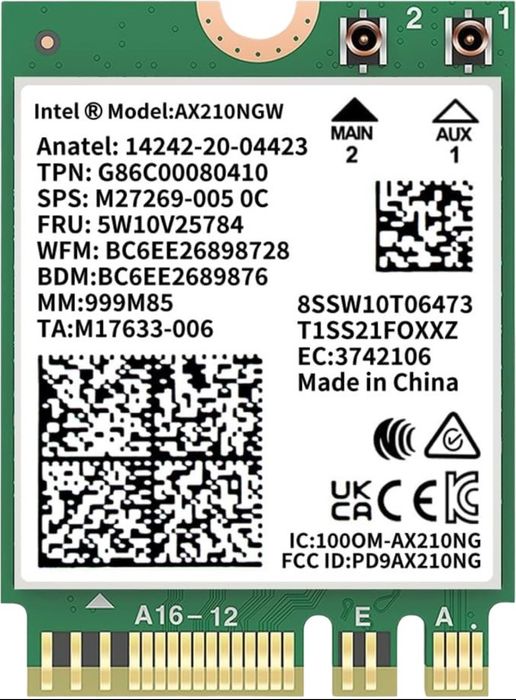 Мережева карта Intel Wi-Fi 6E AX210 M.2 2230 (AX210.NGWG.NV)