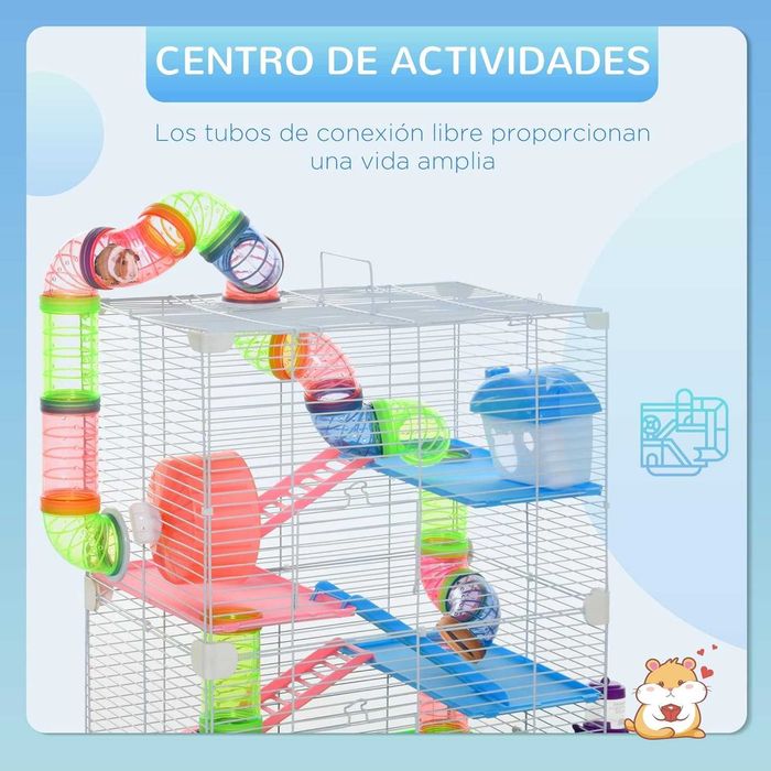 NOVO - Jaula 5 Andares para Hamsters com Tubos e Acessórios