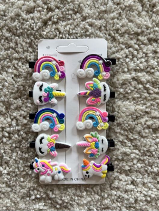 Nowe spinki tęcza koniki jednorożec 10 sztuk