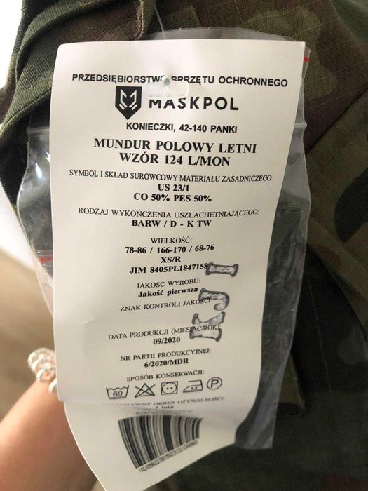 Mundur polowy letni wzór 124L/MON rozmiar XS/R