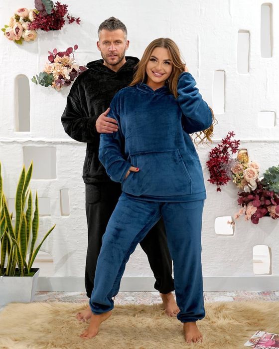 Піжама чоловіча та жіноча тепла махрова family look